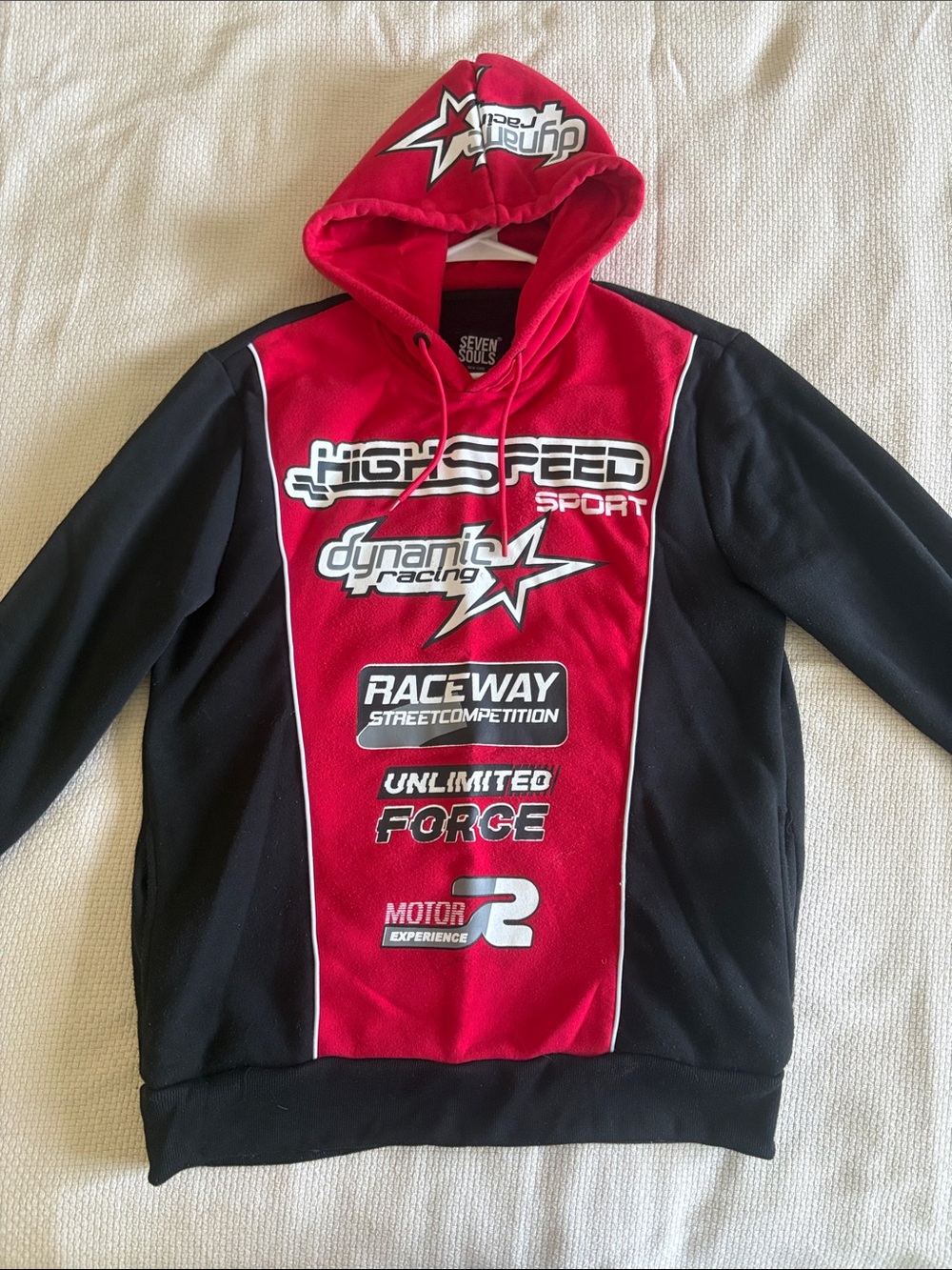 Seven Souls Red & Black Racing Hoodie for Kids